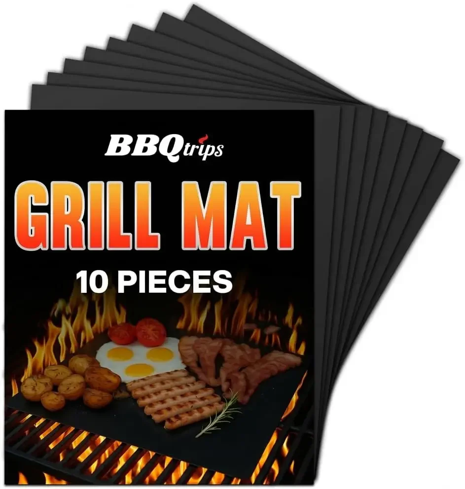 Non-Stick Grill Mats (10 Pack) - Reusable BBQ Liners for Gas, Charcoal, Electric - 15.75x13 Inch
Non-Stick Grill Mats (10 Pack) - Reusable BBQ Liners for Gas, Charcoal, Electric - 15.75x13 Inch