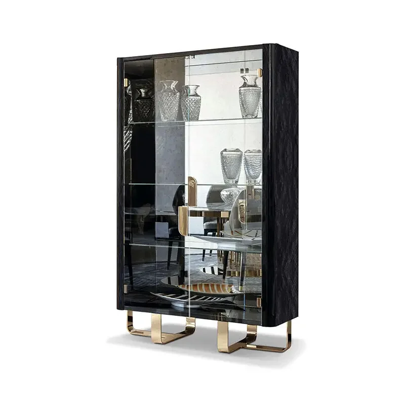 Italian light luxury glass wine cabinet dining room against the wall floor wine stainless steel home living room storage
Italian light luxury glass wine cabinet dining room against the wall floor wine stainless steel home living room storage
