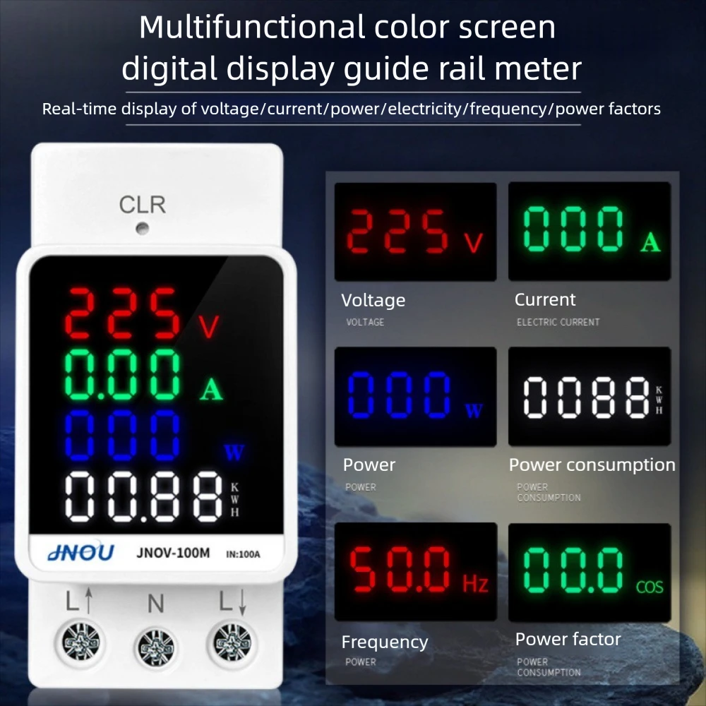 Single Phase Multifunctional 100A LCD Color Digital Display Din Rail Electricity Meter Voltage Ammeter Power Meter Energy Meter
Single Phase Multifunctional 100A LCD Color Digital Display Din Rail Electricity Meter Voltage Ammeter Power Meter Energy Meter