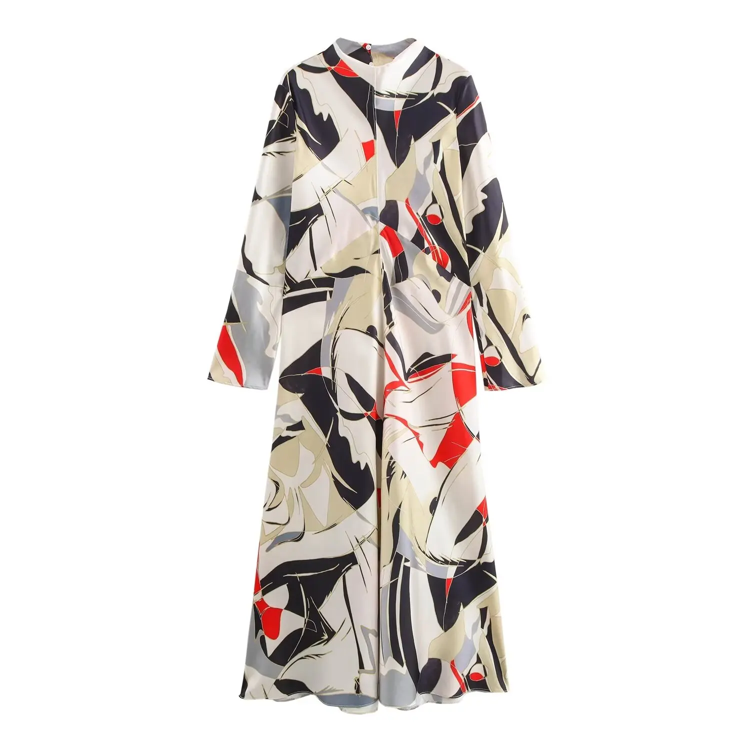 TRAFZA Women Loose Button Print Decorate Dress O-Neck Long Sleeves Women's Spring Back Zipper Satin Texture Midi Dresses Mujer
TRAFZA Women Loose Button Print Decorate Dress O-Neck Long Sleeves Women's Spring Back Zipper Satin Texture Midi Dresses Mujer