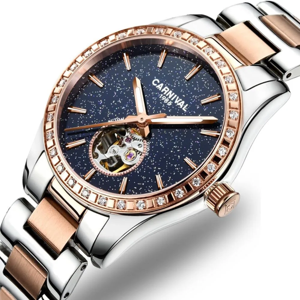 Switzerland CARNIVAL Luxury Brand Women's Automatic Mechanical Watches Diamond Dual Skeleton Waterproof Luminous Clock C8005L
Switzerland CARNIVAL Luxury Brand Women's Automatic Mechanical Watches Diamond Dual Skeleton Waterproof Luminous Clock C8005L