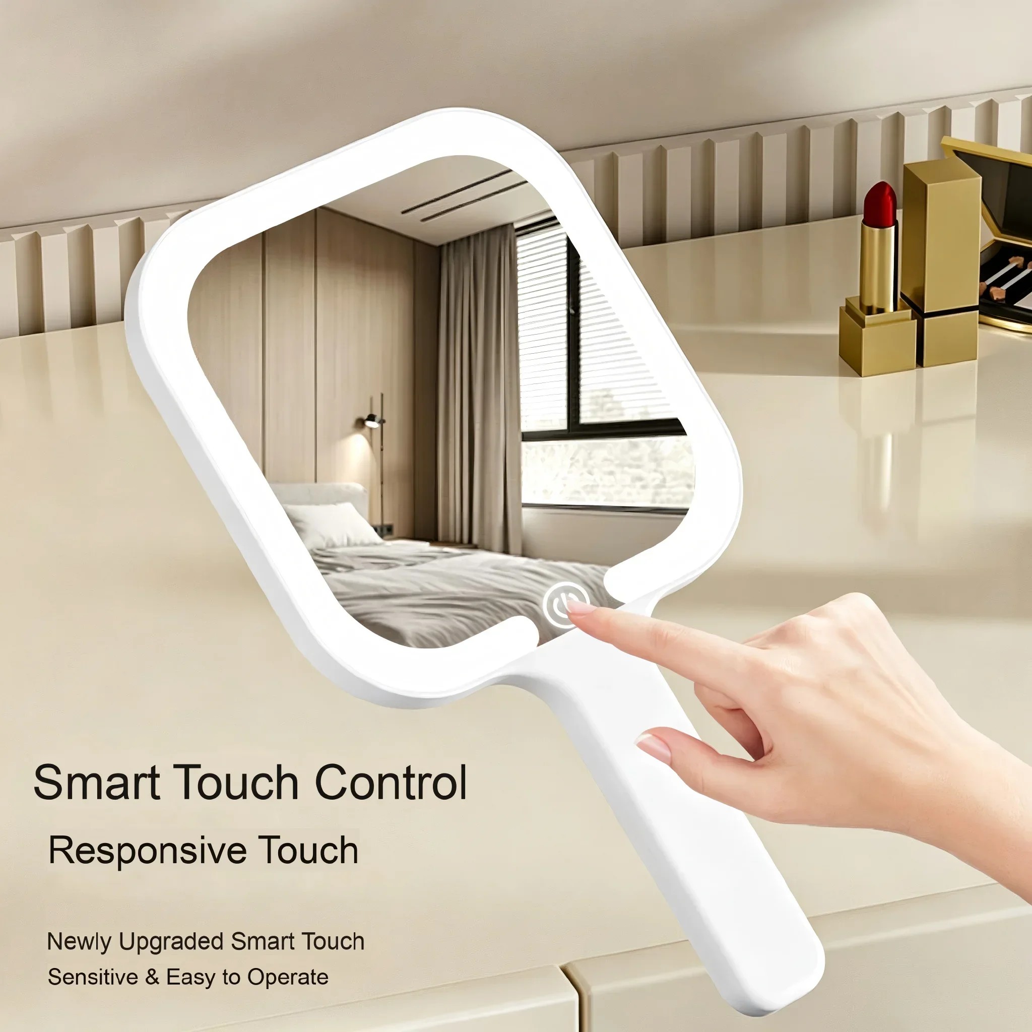 LED Smart Makeup Mirror - Handheld Vanity Mirror with 3 Color Lights, Touch Control & Adjustable Brightness, Rechargeable Travel
LED Smart Makeup Mirror - Handheld Vanity Mirror with 3 Color Lights, Touch Control & Adjustable Brightness, Rechargeable Travel