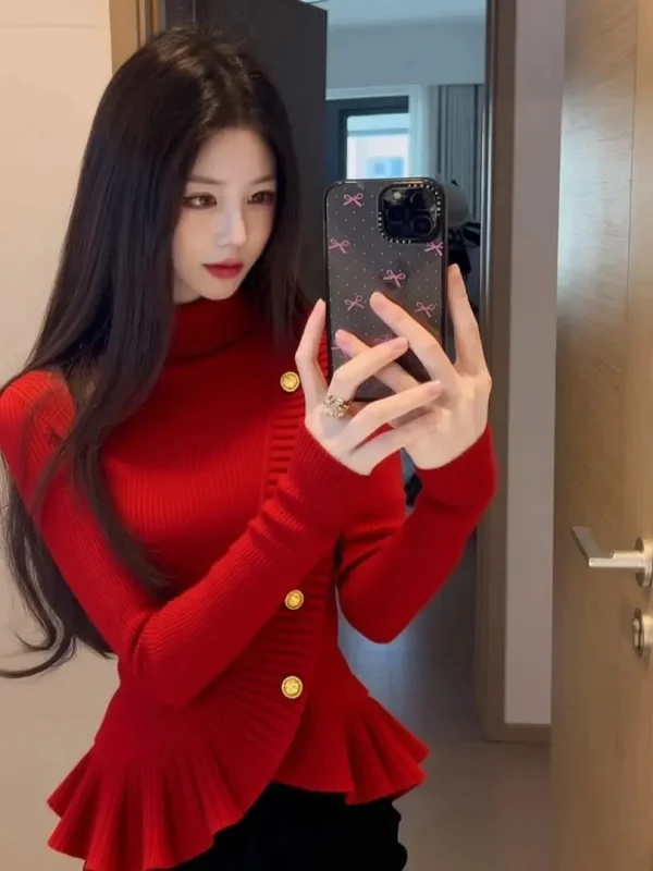 Красивый вязаный топ в корейском стиле для женщин, модная одежда для ранней осени, воротник-стойка, сборка на талии, с кружевной отделкой
Красивый вязаный топ в корейском стиле для женщин, модная одежда для ранней осени, воротник-стойка, сборка на талии, с кружевной отделкой