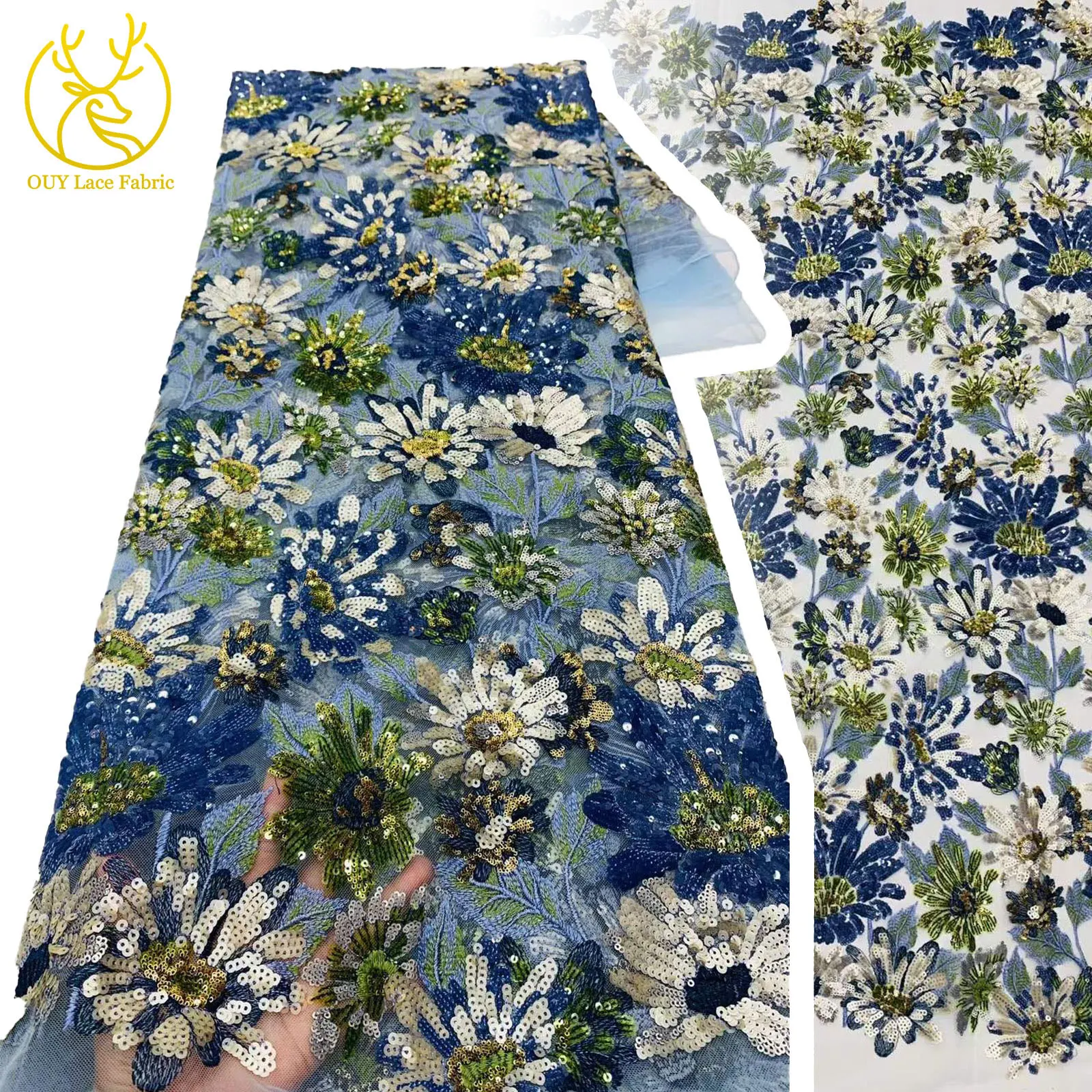 Beautiful French Sequins Embroidered Flower Lace Fabric 2025 Elegant African Nigerian Mesh Tulle Lace Ladies for Party Dresses
Beautiful French Sequins Embroidered Flower Lace Fabric 2025 Elegant African Nigerian Mesh Tulle Lace Ladies for Party Dresses