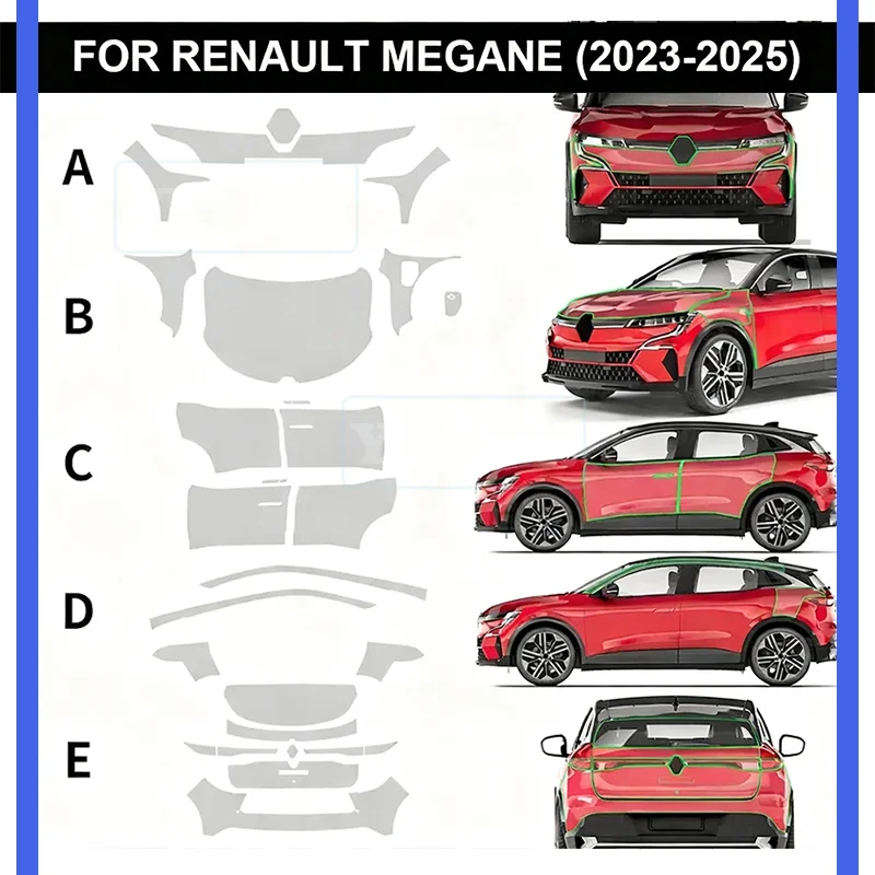 For Renault Megane 2023 2024 2025 Car Paint Protection Film Transparent Anti-scratch Body TPU PPF Pre-cut Sticker
For Renault Megane 2023 2024 2025 Car Paint Protection Film Transparent Anti-scratch Body TPU PPF Pre-cut Sticker