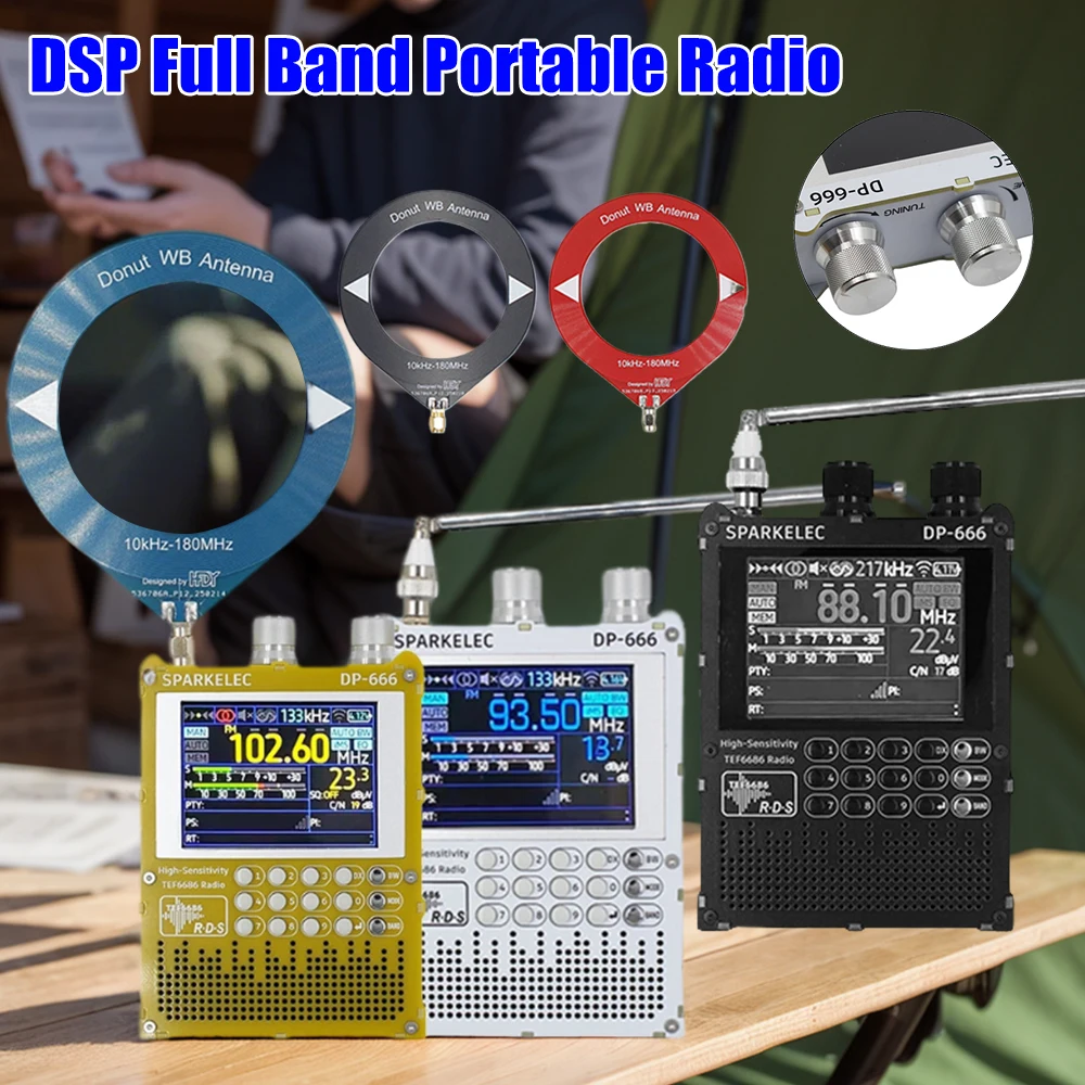 DP-666 TEF6686 Радио Высокочувствительное LW/MW/SW Полнодиапазонное FM AM Коротковолновое радио с 2,8-дюймовым ЖК-дисплеем Портативный DSP-приемник
DP-666 TEF6686 Радио Высокочувствительное LW/MW/SW Полнодиапазонное FM AM Коротковолновое радио с 2,8-дюймовым ЖК-дисплеем Портативный DSP-приемник