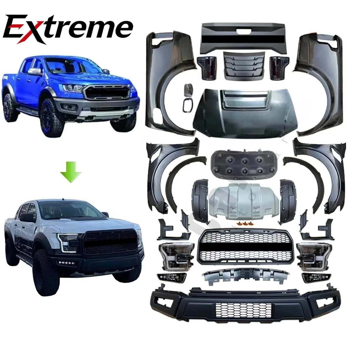 Auto Body Systems Pick-up Car Part for Ford Ranger 2012-2021 Year Upgrade to F150 Raptor Include Lamps Bumper Grille Hood Fender
Auto Body Systems Pick-up Car Part for Ford Ranger 2012-2021 Year Upgrade to F150 Raptor Include Lamps Bumper Grille Hood Fender