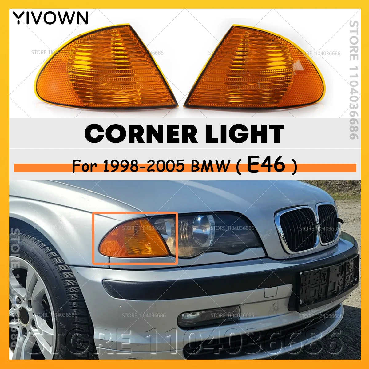 For 1998-2005 BMW 320i 323i 325i 325xi 328i 330i 330xi (E46) Turn Corner Signal Lights (Without Bulb) 63136902765 63136902766
For 1998-2005 BMW 320i 323i 325i 325xi 328i 330i 330xi (E46) Turn Corner Signal Lights (Without Bulb) 63136902765 63136902766