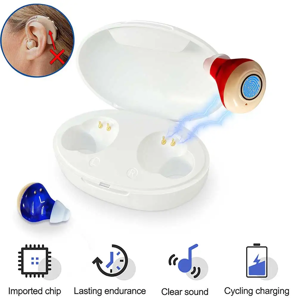 A Pair Invisible Hearing Aids Audifonos Charge Audífonos USB Hearing Sound Amplifiers BTE Hearing Devices Loss Ompensation
A Pair Invisible Hearing Aids Audifonos Charge Audífonos USB Hearing Sound Amplifiers BTE Hearing Devices Loss Ompensation