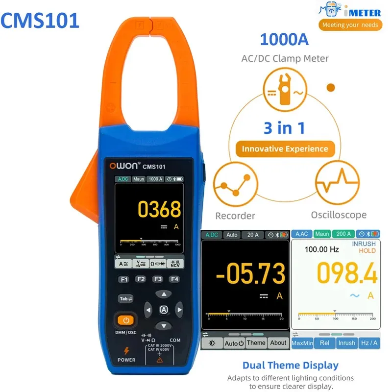 Owon CMS101 3 in 1 1000A AC/DC Clamp Meter+ Oscilloscope Bluetooth Recorder Function 18650 Lithium Battery NCV Digital Multimet
Owon CMS101 3 in 1 1000A AC/DC Clamp Meter+ Oscilloscope Bluetooth Recorder Function 18650 Lithium Battery NCV Digital Multimet
