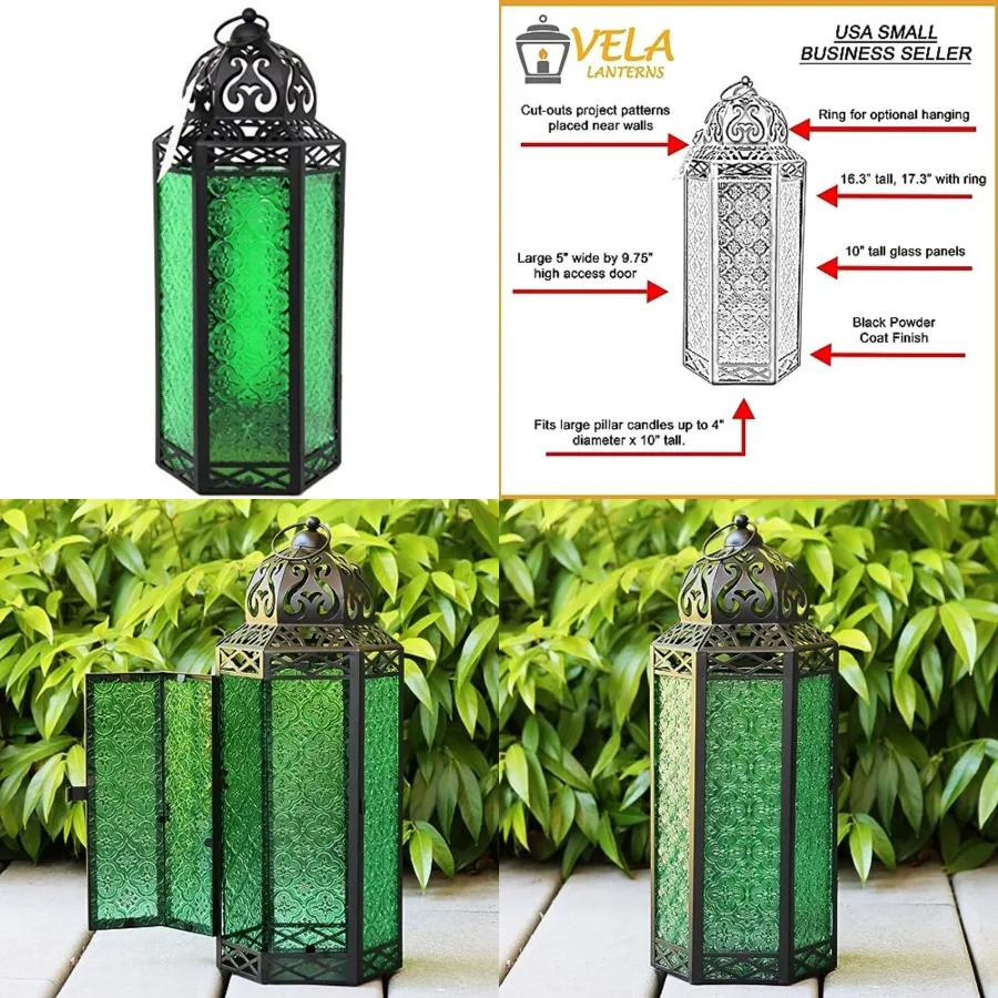 16" Black Metal Decorative Floor Moroccan Lantern Candle Holder Lamp - Indoor/Outdoor, Home Decor, Patio, Halloween, Weddings,
16" Black Metal Decorative Floor Moroccan Lantern Candle Holder Lamp - Indoor/Outdoor, Home Decor, Patio, Halloween, Weddings,