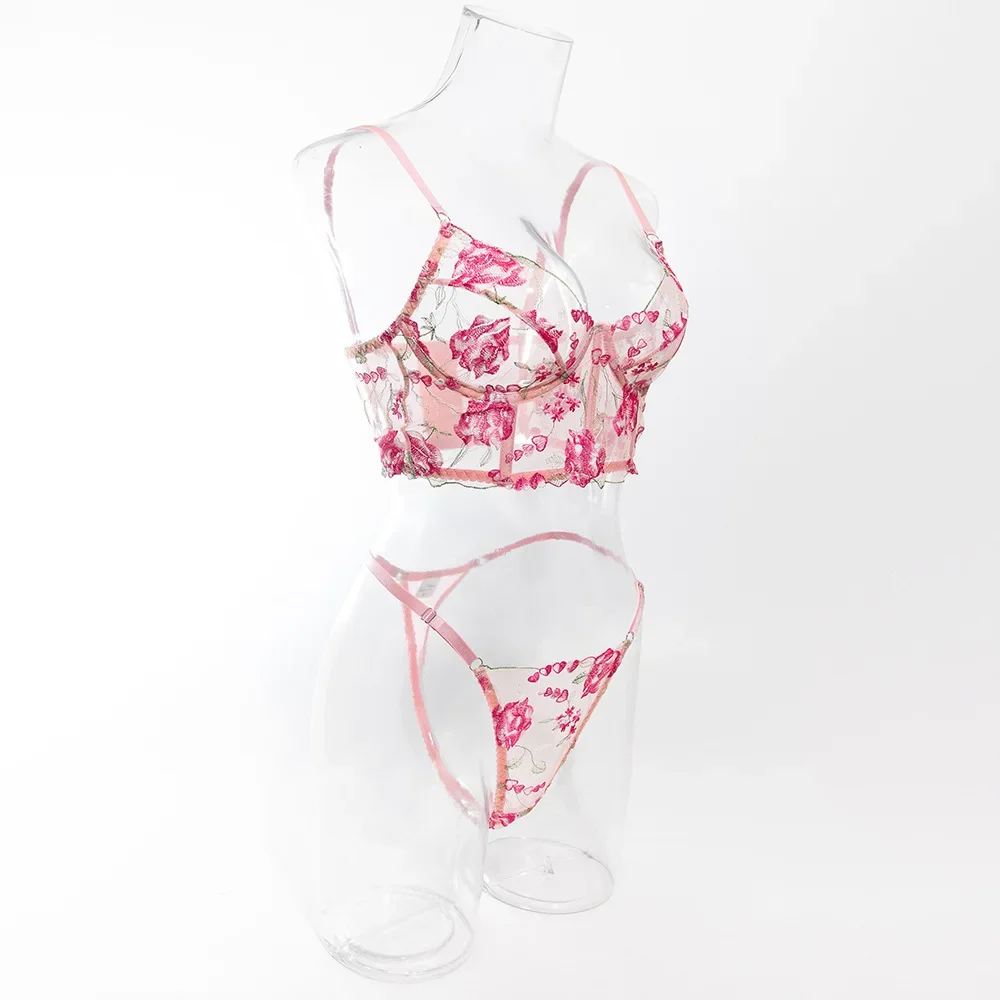 Pink Thin Floral Embroidery See Through Bra with Underwire High Waist Panties Set Women Sexy Lingerie Underwear Erotic Set
Pink Thin Floral Embroidery See Through Bra with Underwire High Waist Panties Set Women Sexy Lingerie Underwear Erotic Set