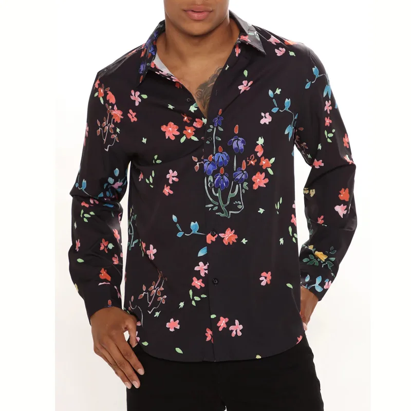 Men's Social Shirt Black New Trend Fashion Printed Long Sleeve Lapel Cardigan Top Shirt Lapel Collar for Men Wedding Shirt 2022
Men's Social Shirt Black New Trend Fashion Printed Long Sleeve Lapel Cardigan Top Shirt Lapel Collar for Men Wedding Shirt 2022