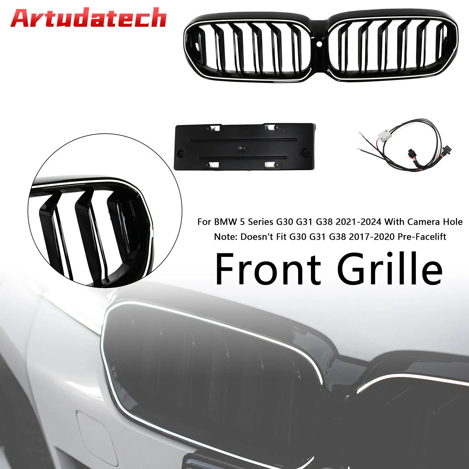 Artudatech Double Slat Front Kidney Grille Fit for BMW 5 Series G30 G38 2021-2024 Gloss Black 2022 2023
Artudatech Double Slat Front Kidney Grille Fit for BMW 5 Series G30 G38 2021-2024 Gloss Black 2022 2023