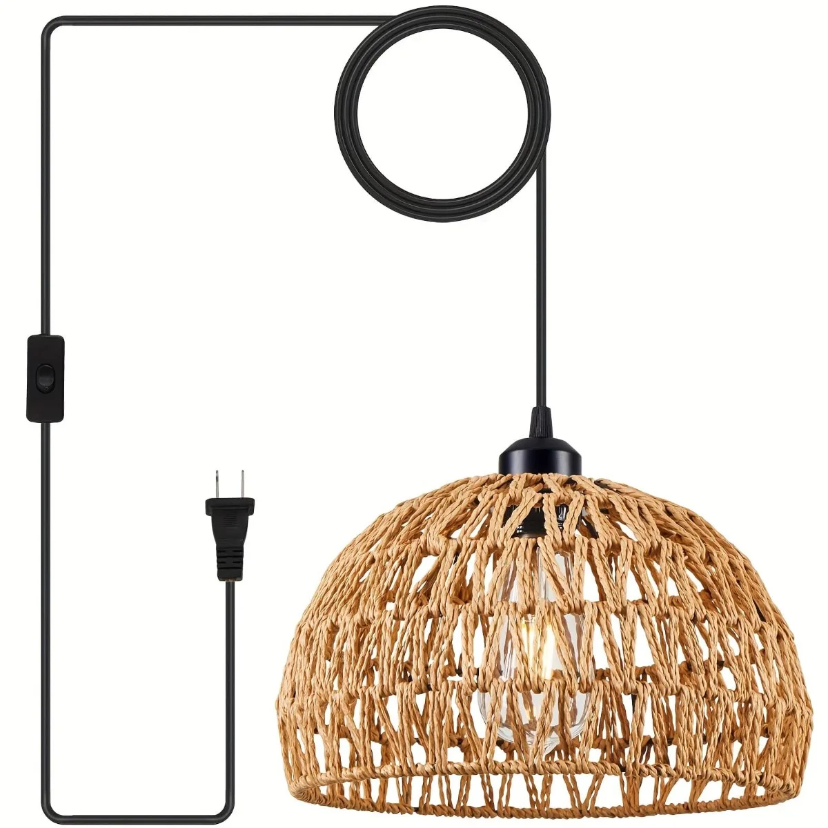 30cm Boho Rattan Hanging Lamps 4.2m Plug in Cord Hanging Rattan Light Plug Into Wall Outlet Pendant Light On-Off / Dimmer Switch
30cm Boho Rattan Hanging Lamps 4.2m Plug in Cord Hanging Rattan Light Plug Into Wall Outlet Pendant Light On-Off / Dimmer Switch
