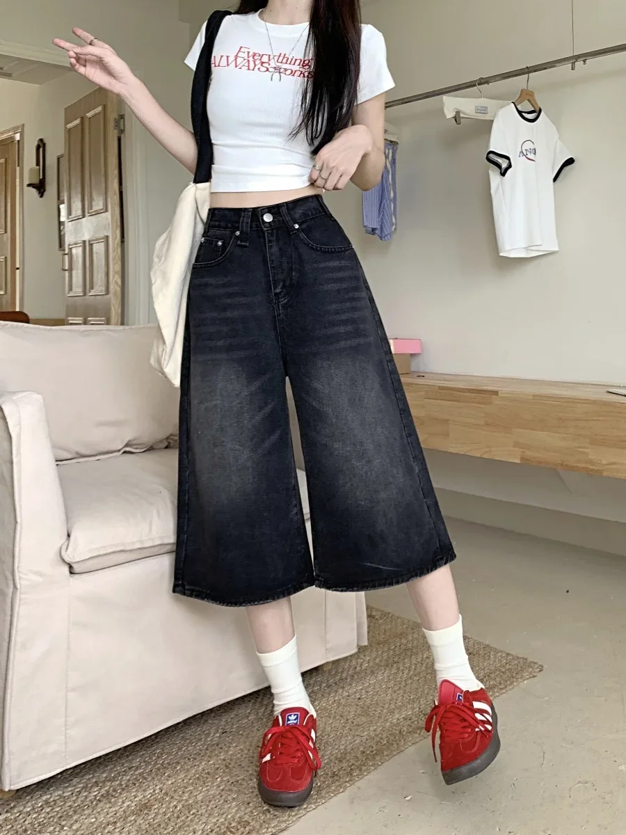 Women Summer Hot Girl plus Size Wide Leg Pants High Waist Deep Blue American Sle Loose Fit Straight Leg Jeans orts
Women Summer Hot Girl plus Size Wide Leg Pants High Waist Deep Blue American Sle Loose Fit Straight Leg Jeans orts
