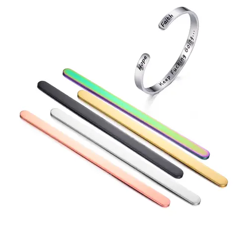 5pcs Stainless Steel Blank Cuff Bangle DIY Mirror Plain Rod Bracelet C Open Width 6mm 9mm Jewelry Tools Making Accessories