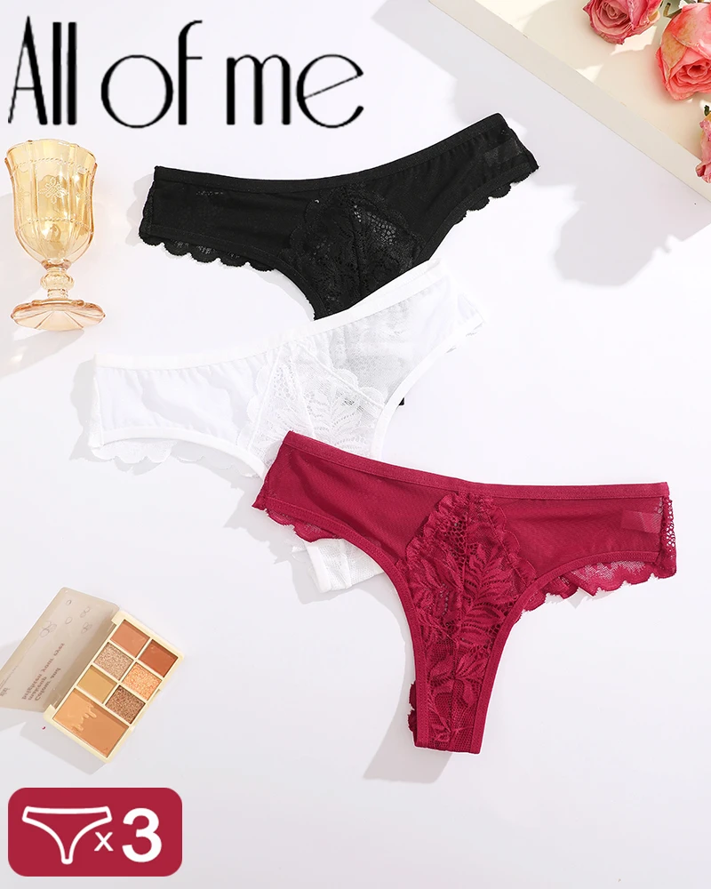 3PCS/Set Women's Lace Thongs Sexy Lingerie Perspective Female Soft Underwear Low Waist Panties Hollow Out G-String Underpants
3PCS/Set Women's Lace Thongs Sexy Lingerie Perspective Female Soft Underwear Low Waist Panties Hollow Out G-String Underpants