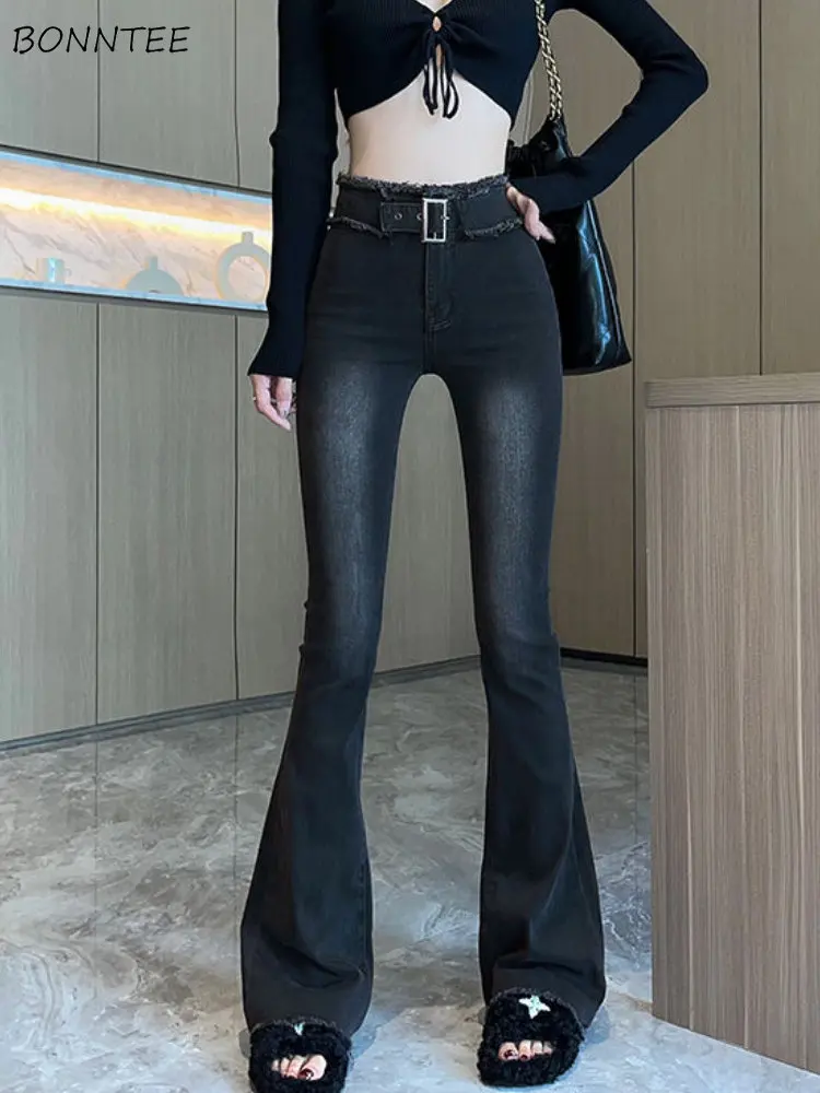 Flare Jeans for Women Belt Design Ripped Washed Denim Slim Tender Ladies Fashion Spring Ulzzang Style Classic Retro Daily Casual
Flare Jeans for Women Belt Design Ripped Washed Denim Slim Tender Ladies Fashion Spring Ulzzang Style Classic Retro Daily Casual