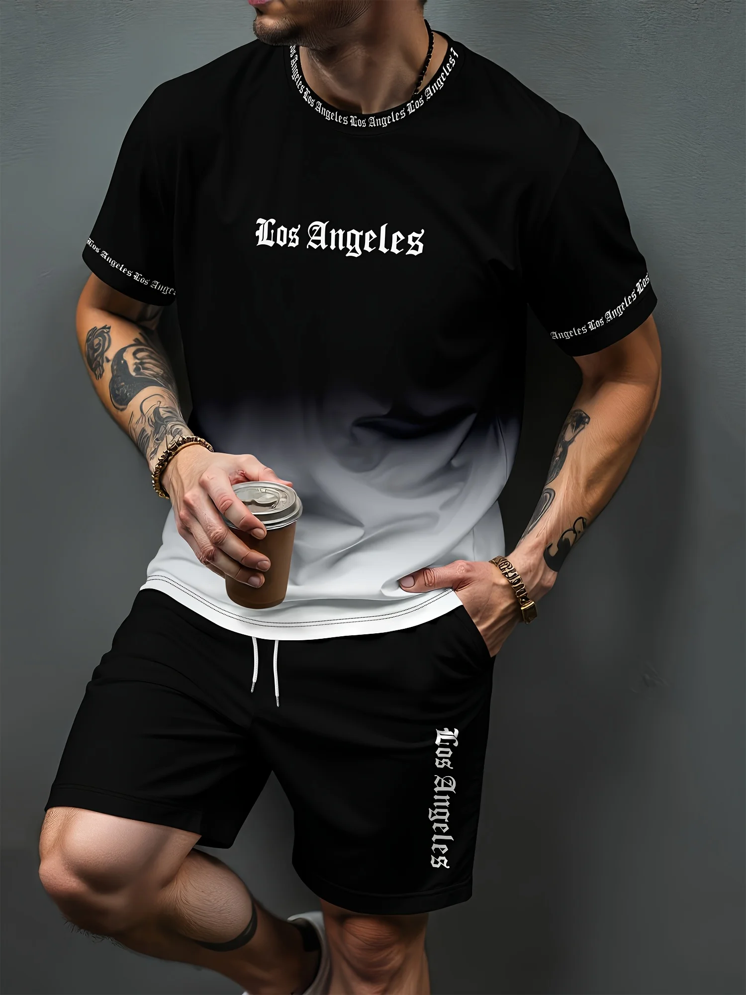2026 Summer New Men Black Los Angeles Gothic Print Casual Shorts Y2K Oversized Casual Suit Suitable for Daily and Training Wear
2026 Summer New Men Black Los Angeles Gothic Print Casual Shorts Y2K Oversized Casual Suit Suitable for Daily and Training Wear