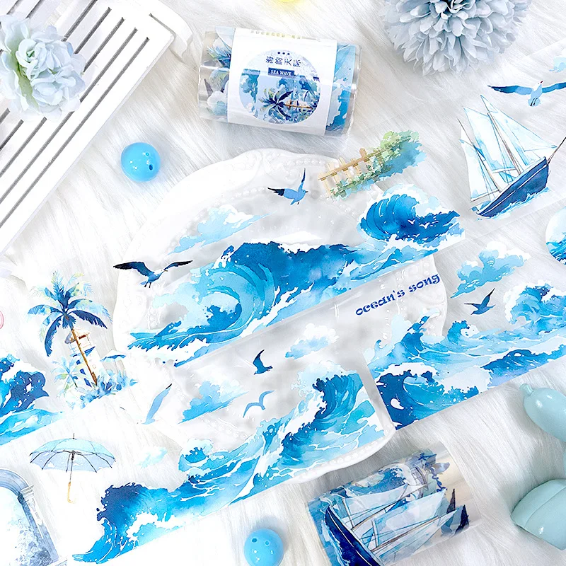 2M/Roll Blue Sea Wave PET Tape Decorative Masking Tape Aesthetic Collage Landscape Stickers Scrapbooking Journal Stationery
2M/Roll Blue Sea Wave PET Tape Decorative Masking Tape Aesthetic Collage Landscape Stickers Scrapbooking Journal Stationery