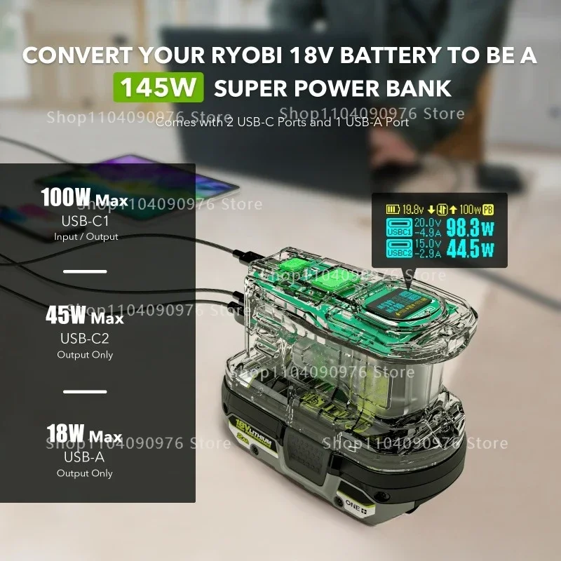 Подходит для литиевой батареи RYOBI18V, зарядное устройство для быстрой зарядки 100 Вт, разрядное USB-зарядное устройство 145 Вт.
Подходит для литиевой батареи RYOBI18V, зарядное устройство для быстрой зарядки 100 Вт, разрядное USB-зарядное устройство 145 Вт.