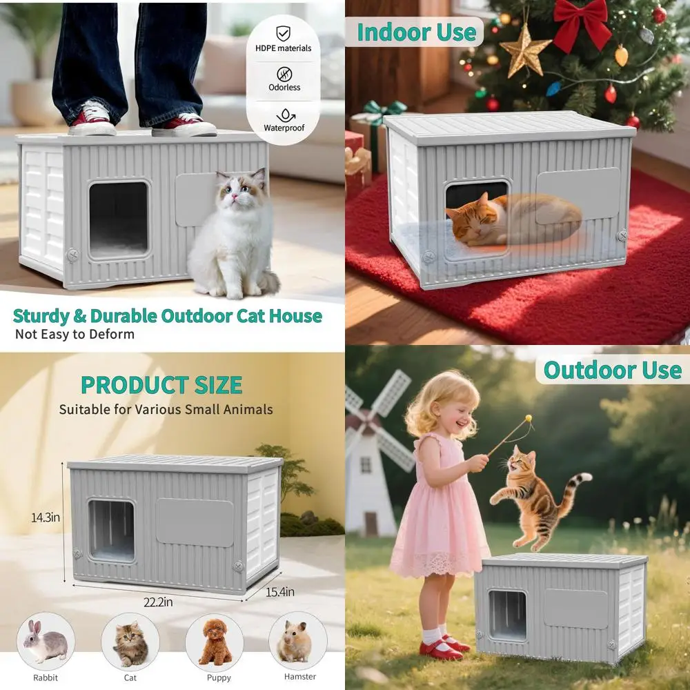 Всепогодное укрытие для кошек (для дома и улицы), простая сборка и уборка, подходит для диких кошек и мелких животных
Всепогодное укрытие для кошек (для дома и улицы), простая сборка и уборка, подходит для диких кошек и мелких животных