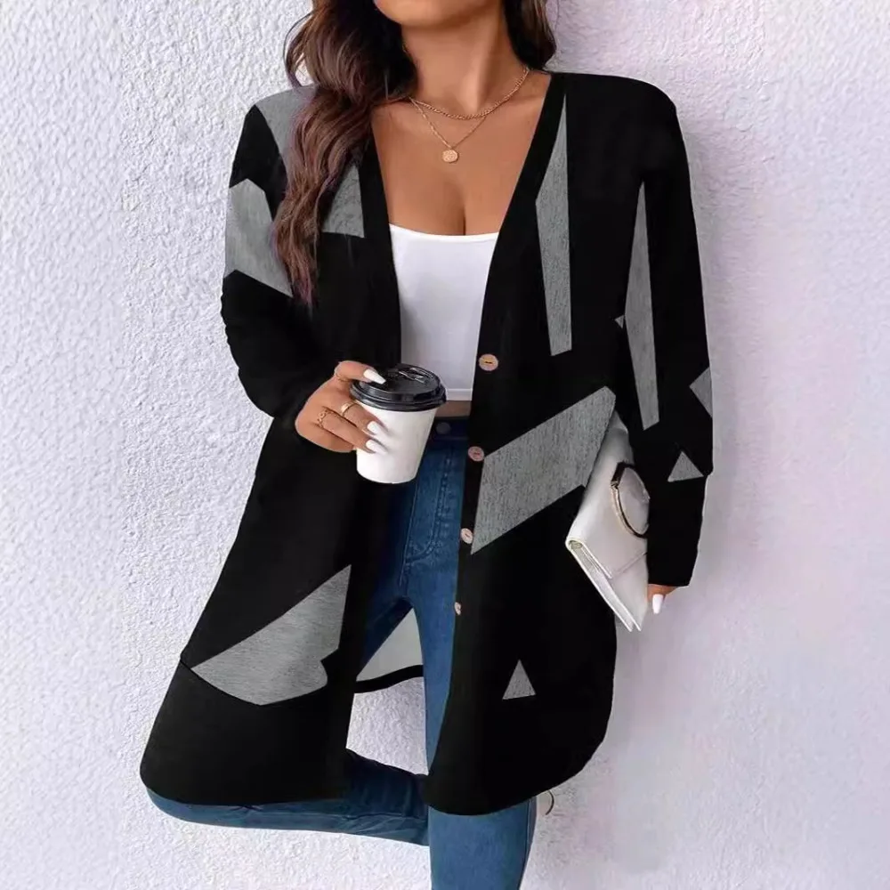 Women's Autumn and Winter Loose Casual Large Size Sweater Cardigan Button Splicing Printed Jacket for Women
Women's Autumn and Winter Loose Casual Large Size Sweater Cardigan Button Splicing Printed Jacket for Women