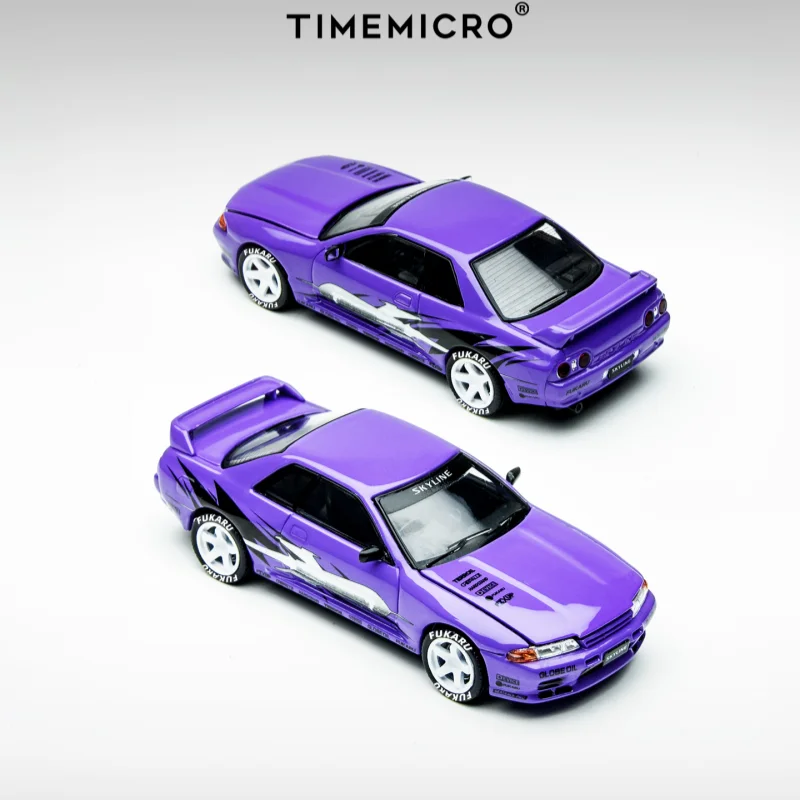 TimeMicro 1:64 Skyline GT-R R32 Los Santos Drift - Purple/White Alloy Model