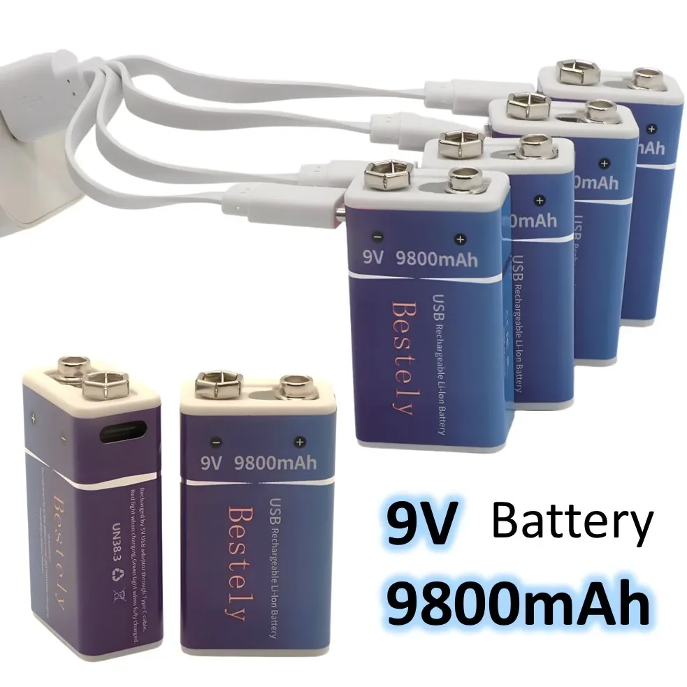 9V Rechargeable Li-ion Battery 9800mAh PP3 6F22 6LR61 006P USB Charging For Smoke Detector Alarm Microphone Toy
9V Rechargeable Li-ion Battery 9800mAh PP3 6F22 6LR61 006P USB Charging For Smoke Detector Alarm Microphone Toy