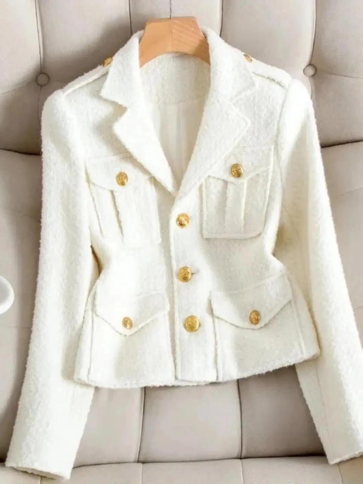 Ele шерстяное пальто, женское модное весенне-осеннее новое белое твидовое пальто с воротником, универсальное женское платье
Ele шерстяное пальто, женское модное весенне-осеннее новое белое твидовое пальто с воротником, универсальное женское платье