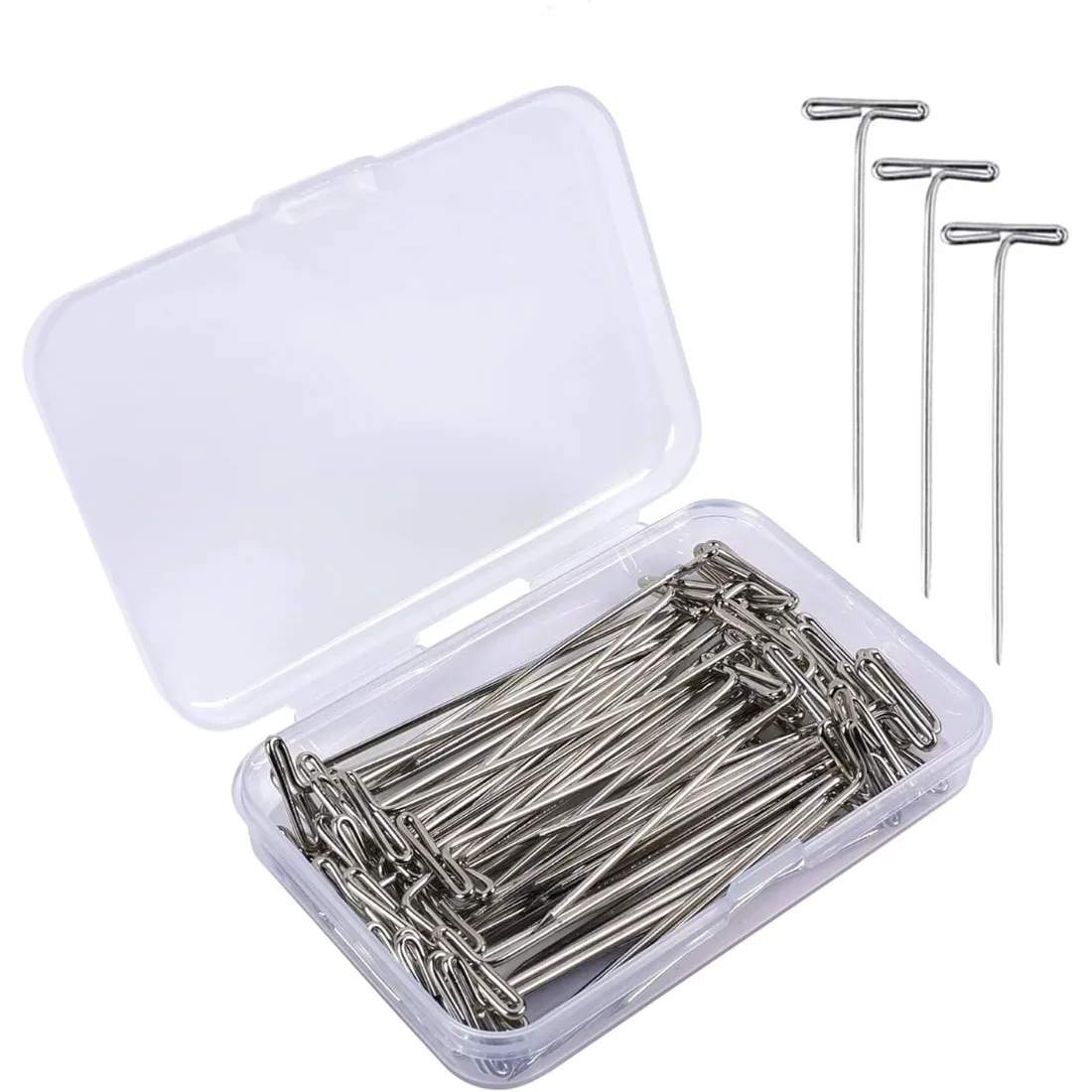50Pcs Nickel Plated Stainless Steel Straight T Shape Sewing Pins, Rustproof Heavy Duty Metal Fixing Needles with Portable Storage Box, Essential Handcraft Accessory for Wig Making, Hair Weaving and DIY Handmade Craft Fixing Arrangement
50Pcs Nickel Plated Stainless Steel Straight T Shape Sewing Pins, Rustproof Heavy Duty Metal Fixing Needles with Portable Storage Box, Essential Handcraft Accessory for Wig Making, Hair Weaving and DIY Handmade Craft Fixing Arrangement