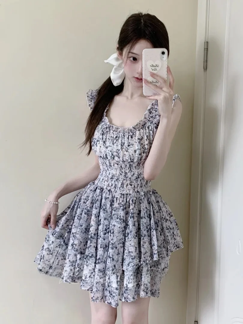 Floral Print Slimming Short Dress Women's French Style A-Line Skirt One-Shoulder Waist-Cinching Casual Summer Dress
Floral Print Slimming Short Dress Women's French Style A-Line Skirt One-Shoulder Waist-Cinching Casual Summer Dress