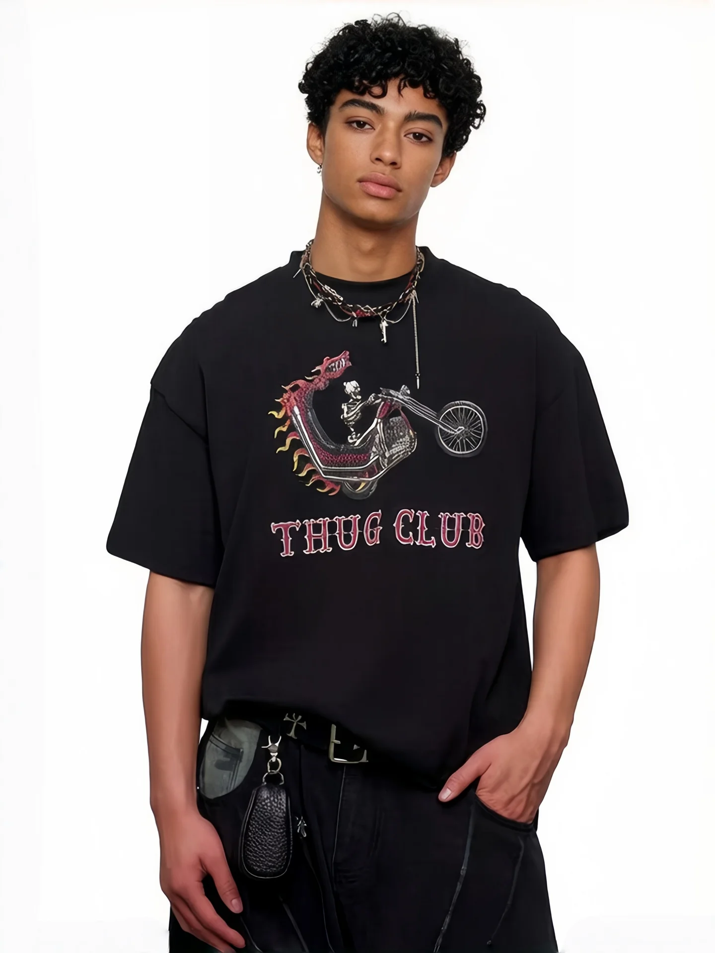 THUG CLUB Summer American High Street Fashion Motorcycle Heavyweight Loose Pure Cotton Unisex Short Sleeve T-Shirt
THUG CLUB Summer American High Street Fashion Motorcycle Heavyweight Loose Pure Cotton Unisex Short Sleeve T-Shirt