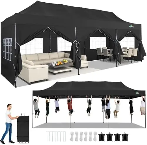 10x30 Heavy Duty Pop Up Canopy Tent with 8 Sidewalls Thicken Frame, Commercial Easy Up Outdoor Wedding Party Tents, All
10x30 Heavy Duty Pop Up Canopy Tent with 8 Sidewalls Thicken Frame, Commercial Easy Up Outdoor Wedding Party Tents, All