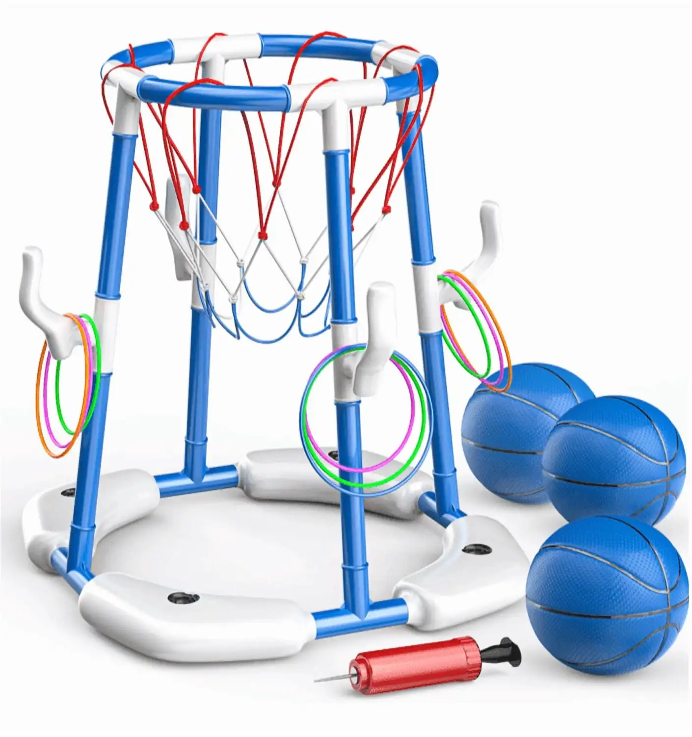 2-in-1 Inflatable Pool Game, Floating Basketball Hoop & Ring Toss with 3 Balls 12 Rings, Pool Toys for Toddlers
2-in-1 Inflatable Pool Game, Floating Basketball Hoop & Ring Toss with 3 Balls 12 Rings, Pool Toys for Toddlers