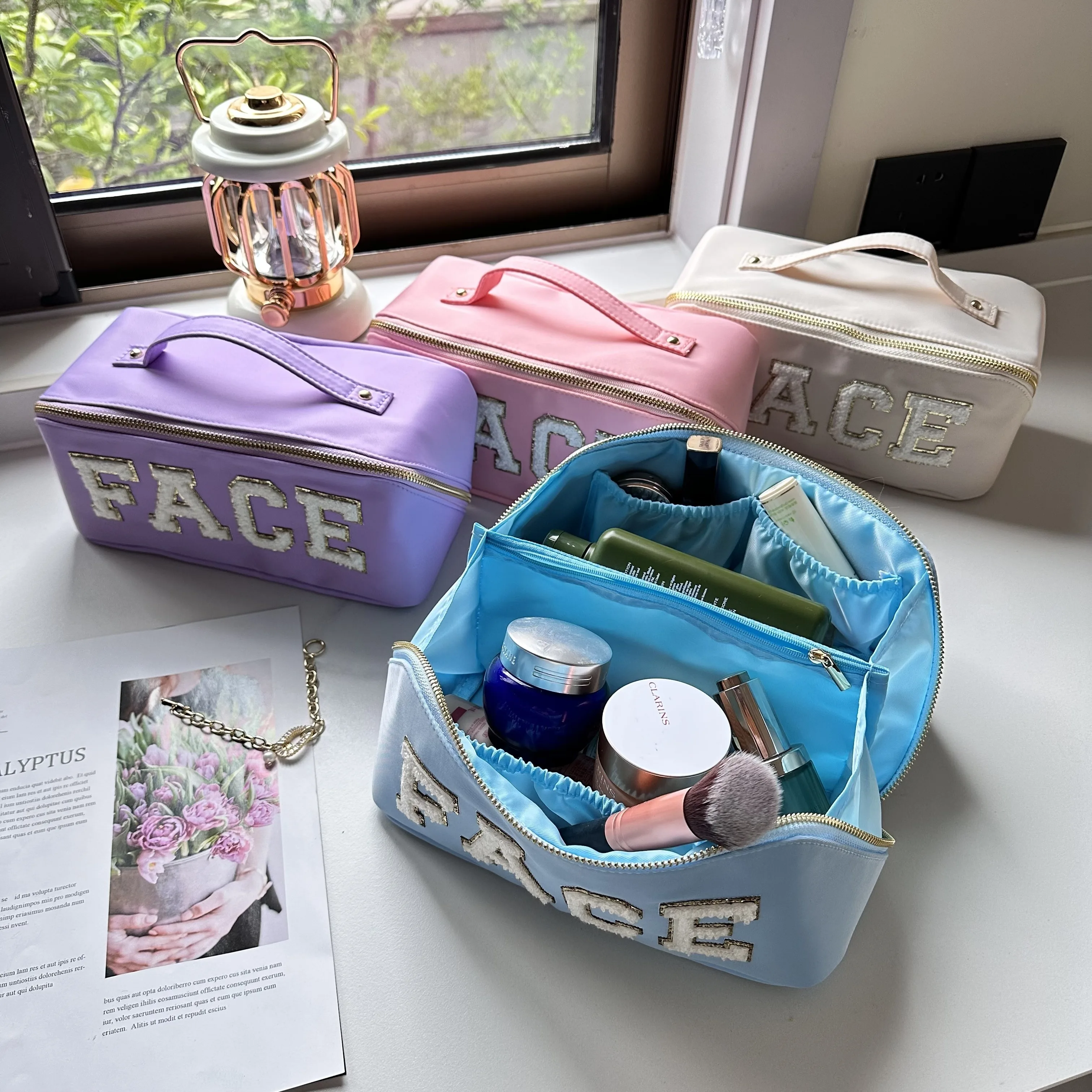 Nylon Letter Embroidery Cosmetic Bag, Towel Waterproof Large Capacity Wash Bag, Bag Pouch
Nylon Letter Embroidery Cosmetic Bag, Towel Waterproof Large Capacity Wash Bag, Bag Pouch