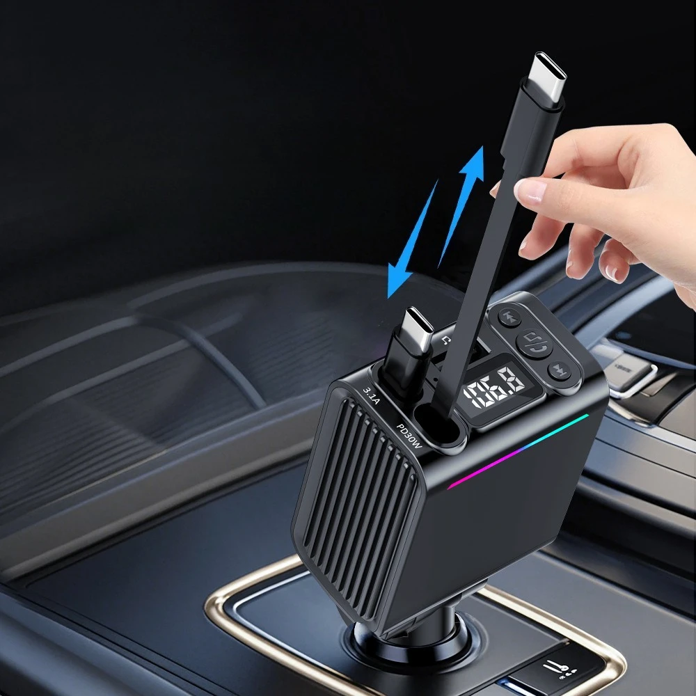 For Car Charger with Bluetooth Handsfree & Dual Retractable USB Cables PD QC3.0 Fast Charging Cigarette Lighter Adapter Parts
For Car Charger with Bluetooth Handsfree & Dual Retractable USB Cables PD QC3.0 Fast Charging Cigarette Lighter Adapter Parts