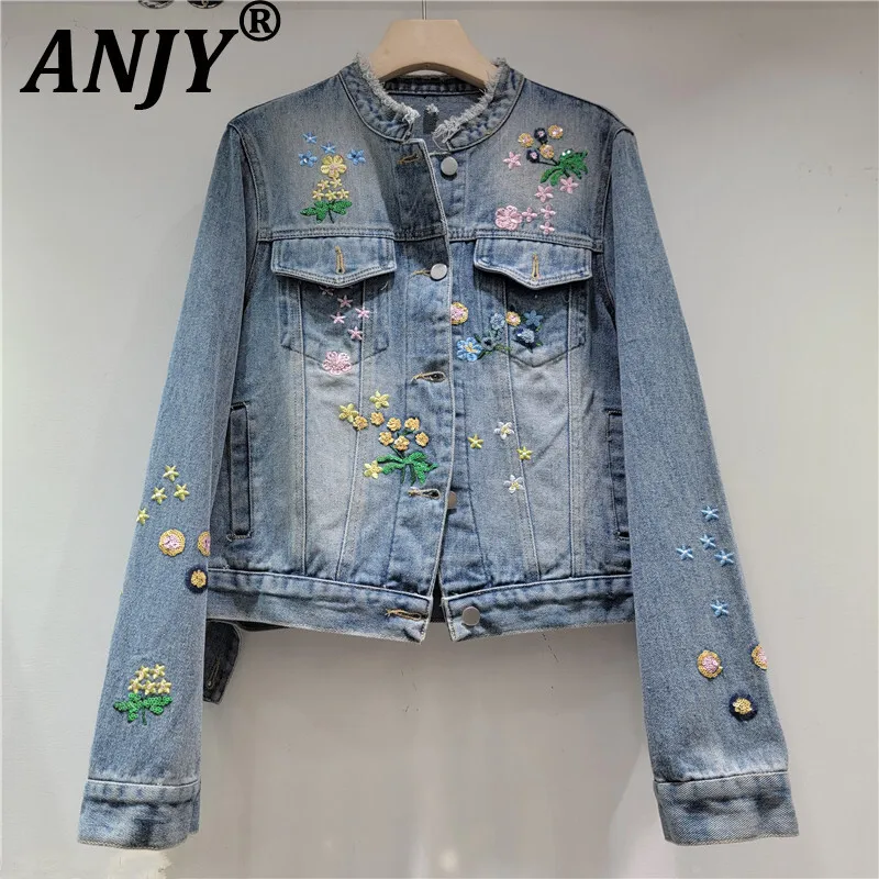 ANJY Autumn New Women Denim Jacket Embroidery Pockets Single Breasted Stand Collar Long Sleeve Elegant Stylish Casual Coat A9742
ANJY Autumn New Women Denim Jacket Embroidery Pockets Single Breasted Stand Collar Long Sleeve Elegant Stylish Casual Coat A9742