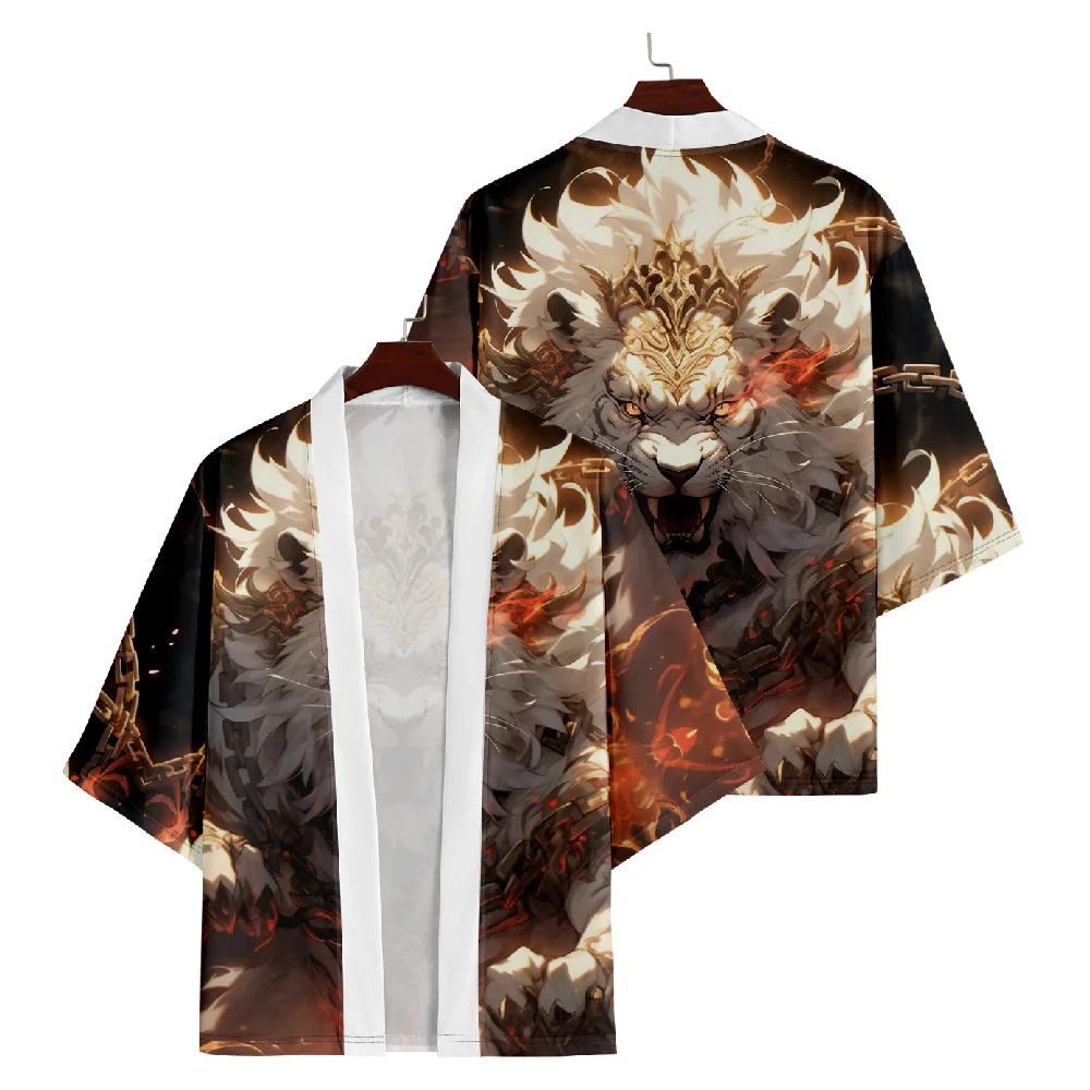 Fashion Hip Hop Cartoon Lion Print Japanese Traditional Kimono Cosplay Cardigan Men Women Shirts Harajuku Haori Coat
Fashion Hip Hop Cartoon Lion Print Japanese Traditional Kimono Cosplay Cardigan Men Women Shirts Harajuku Haori Coat
