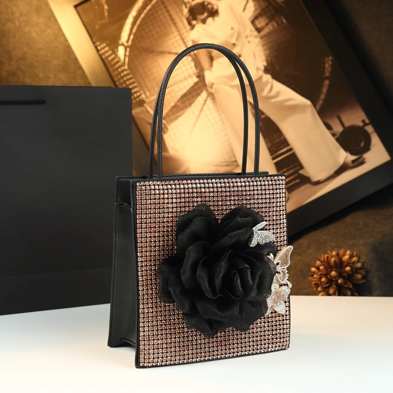 Fashion Big Diamonds Flower Purse Women Handbag Chain Top-Handle Satchel Evening Bag Small Bucket Shoulder Messenger Tote Bag
Fashion Big Diamonds Flower Purse Women Handbag Chain Top-Handle Satchel Evening Bag Small Bucket Shoulder Messenger Tote Bag