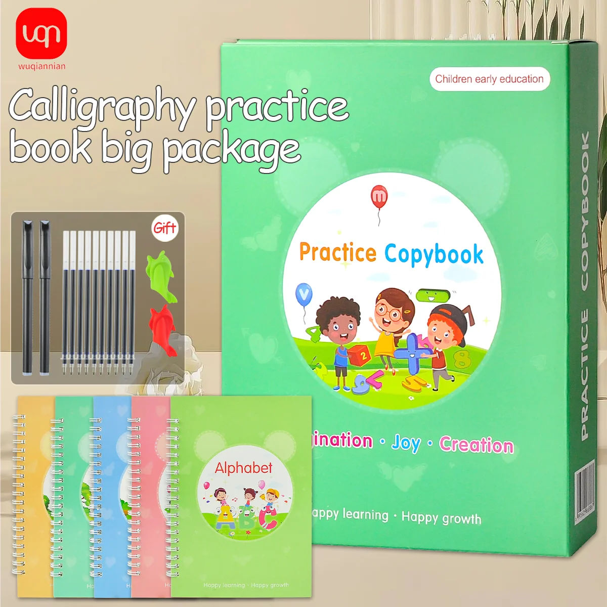 WQN-1PC Gift Box 3D Children's Handwriting Book,Handwriting And Pen,English Calligraphy Pen, Grip Assistance Tool, Groove Design
WQN-1PC Gift Box 3D Children's Handwriting Book,Handwriting And Pen,English Calligraphy Pen, Grip Assistance Tool, Groove Design