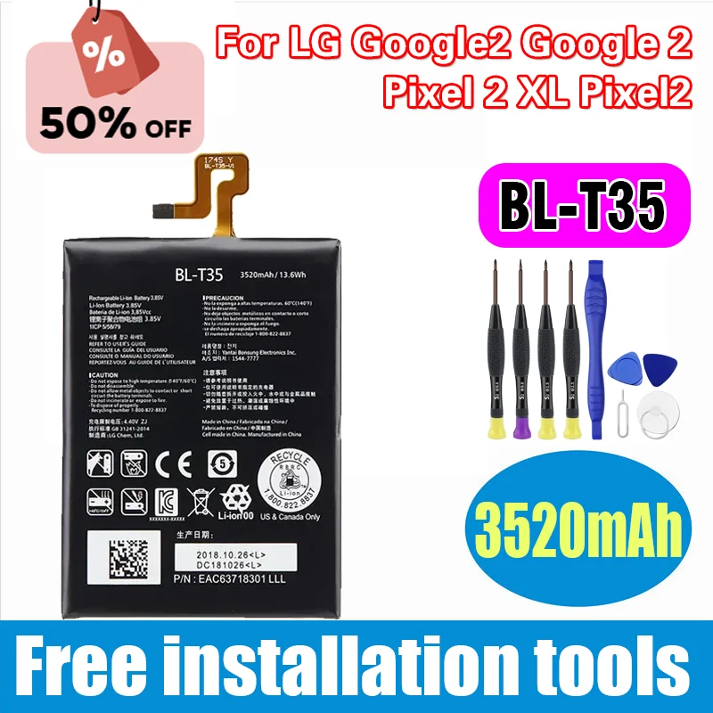 Original BL-T35 3520mAh Replacement Battery For LG Google2 Google 2 Pixel 2 XL Pixel2 BL T35 BLT35 Mobile phone Batteries
Original BL-T35 3520mAh Replacement Battery For LG Google2 Google 2 Pixel 2 XL Pixel2 BL T35 BLT35 Mobile phone Batteries