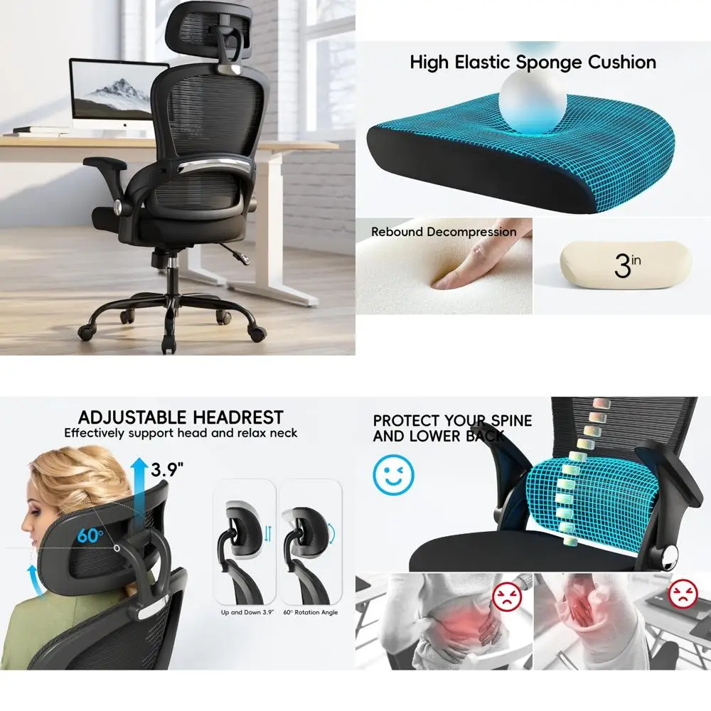Ergonomic Computer Chair with Back Support and Wide Seat for Home Office Desk, Supports up to 330lbs
Ergonomic Computer Chair with Back Support and Wide Seat for Home Office Desk, Supports up to 330lbs