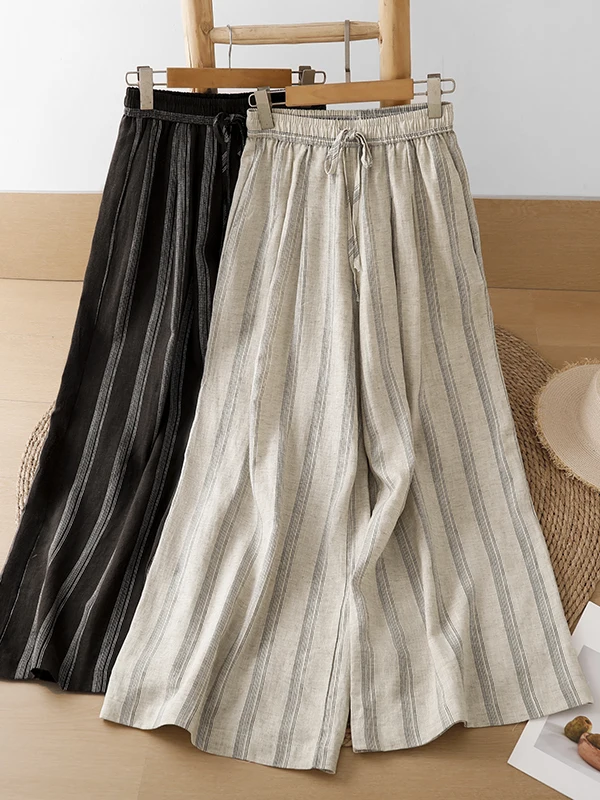 High Waist Wide Leg Pants Women's plus Size Summer Elastic Waist Casual Commute Stripe Trousers Comfortable Loose Fit
High Waist Wide Leg Pants Women's plus Size Summer Elastic Waist Casual Commute Stripe Trousers Comfortable Loose Fit
