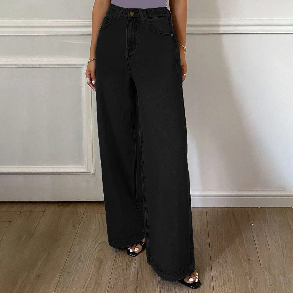 Female Black High Waist Jeans Girls Chic Fashion Straight Leg Denim Trousers Women Thin Loose Fit Casual Daily Pants
Female Black High Waist Jeans Girls Chic Fashion Straight Leg Denim Trousers Women Thin Loose Fit Casual Daily Pants