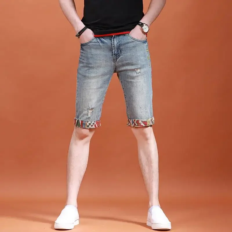 Male Denim Shorts Skinny Long Pants Bermuda Slim with Pockets Half Buttons Luxury Sale Summer Trend 2025 Thin Men's Short Jeans
Male Denim Shorts Skinny Long Pants Bermuda Slim with Pockets Half Buttons Luxury Sale Summer Trend 2025 Thin Men's Short Jeans