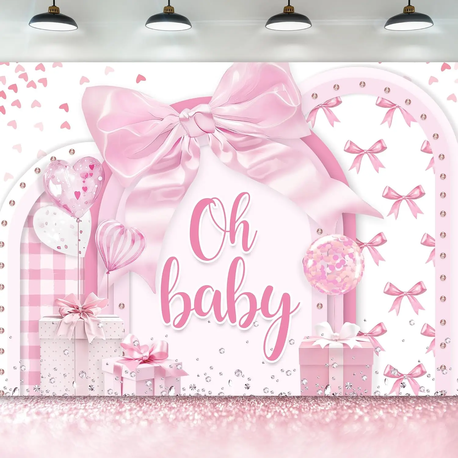 Baby Shower Photography Backdrop Oh Baby Girls Pink Bow Balloon Background Birthday Party Decor Banner Photo Booth Prop Supplies
Baby Shower Photography Backdrop Oh Baby Girls Pink Bow Balloon Background Birthday Party Decor Banner Photo Booth Prop Supplies