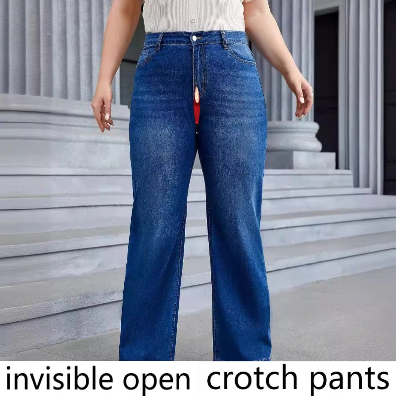 Invisible, Open-crotch Pants, Large-size Denim Elastic Narrow-version Wide-leg Pants, Full-open To Play Field, Passionate And
Invisible, Open-crotch Pants, Large-size Denim Elastic Narrow-version Wide-leg Pants, Full-open To Play Field, Passionate And