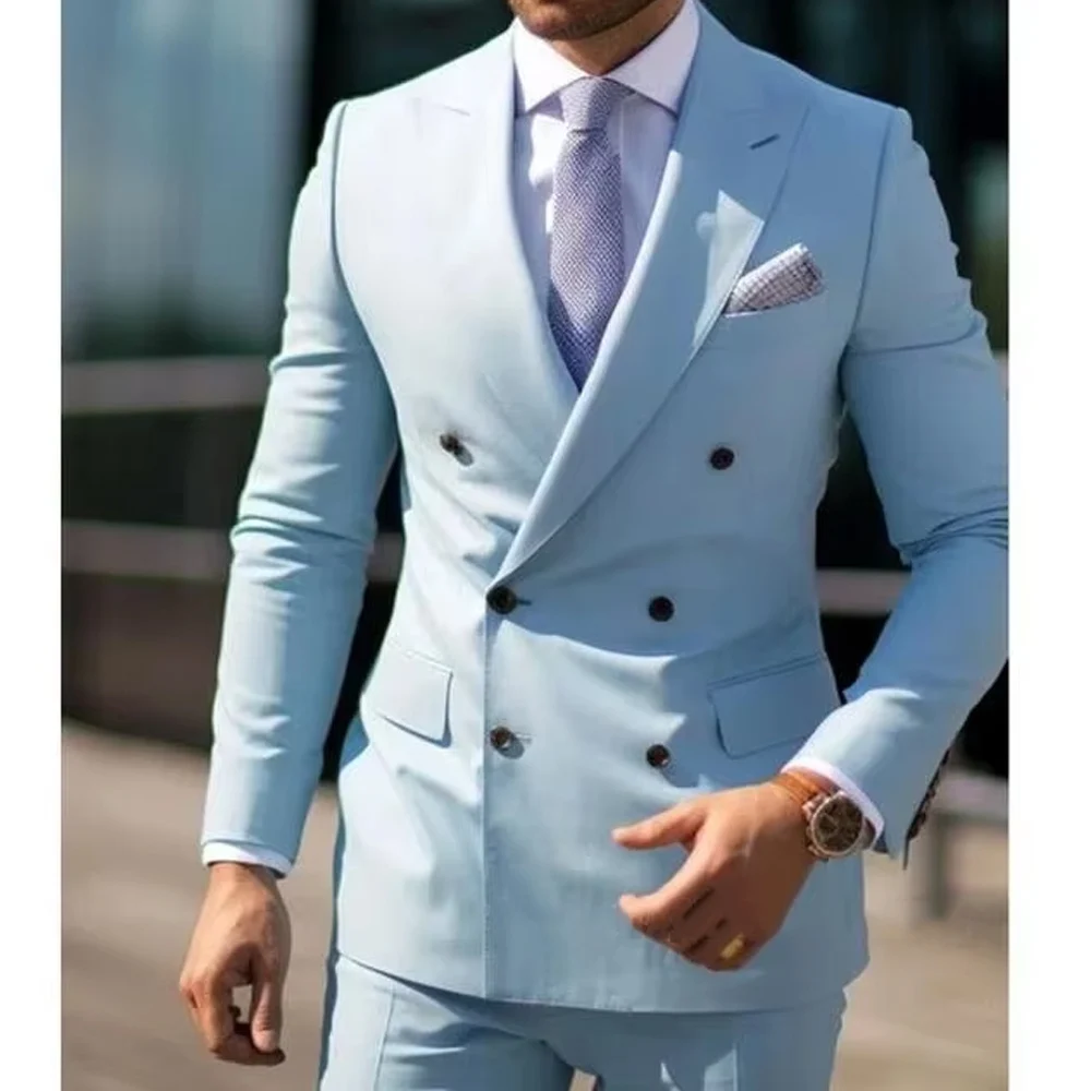 NEW Men's Double Breasted Suit 2 Pieces (Jacket+Pants) Set Formal Peak Lapel Slim Fit Jacket Business Casual Wedding Groom Suits
NEW Men's Double Breasted Suit 2 Pieces (Jacket+Pants) Set Formal Peak Lapel Slim Fit Jacket Business Casual Wedding Groom Suits